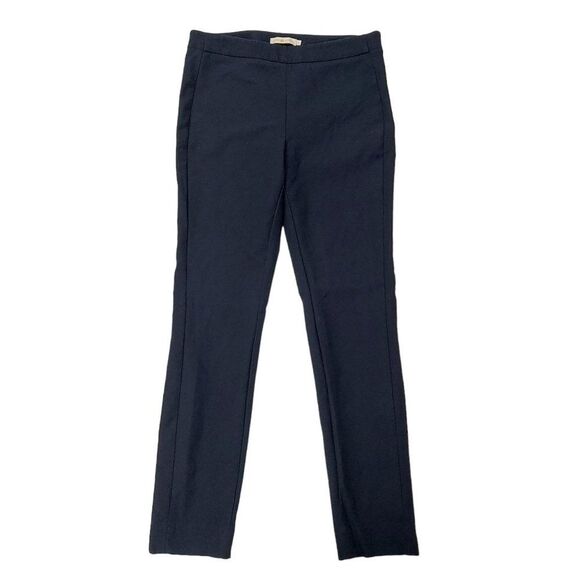 Tory Burch Trouser Pants Womens 6 Navy Flat Front Slim Straight Stretch Side Zip - Picture 1 of 14